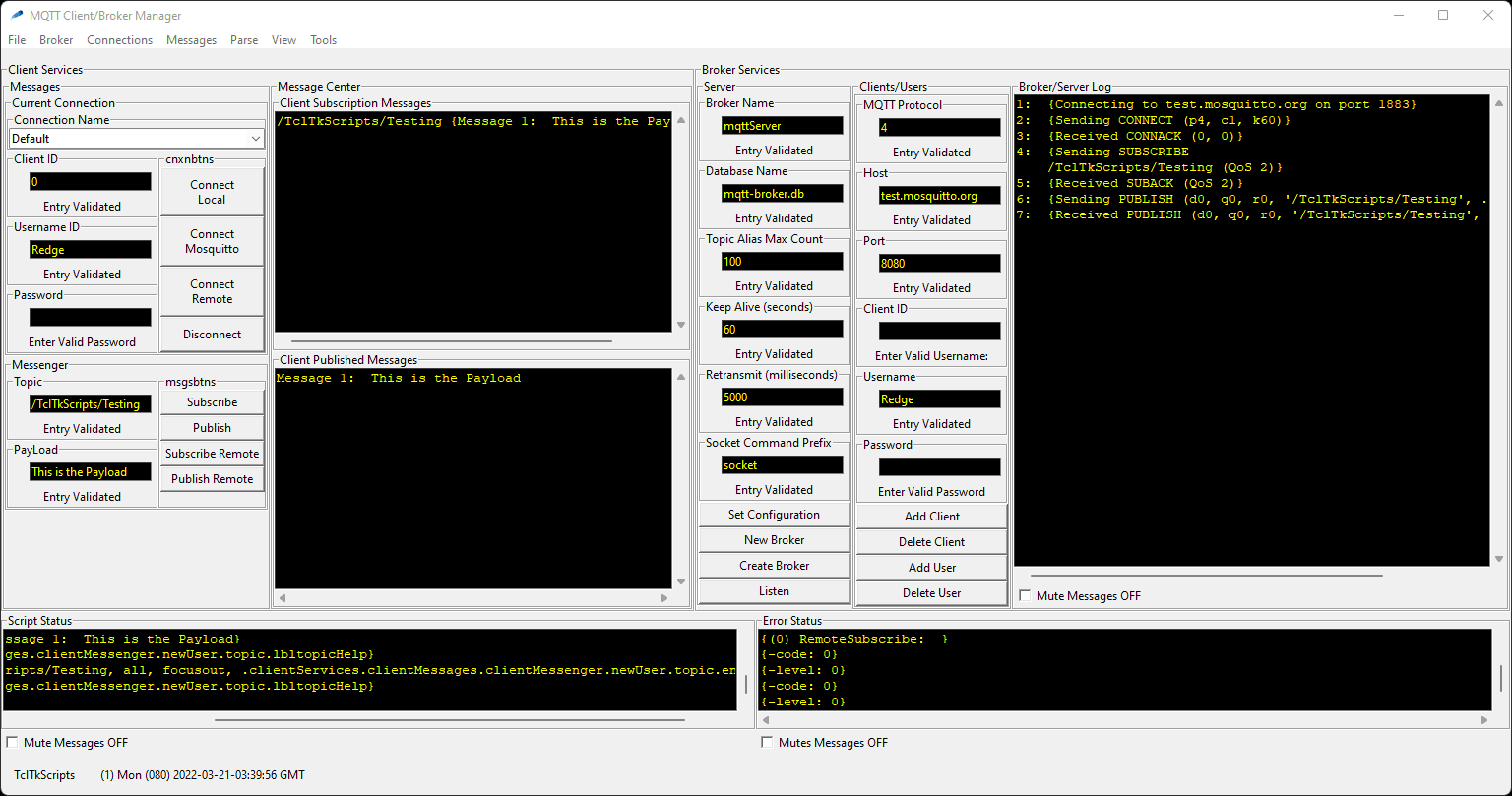 MQTT and Tcl/Tk - Reflections
